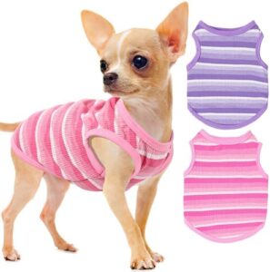 Pink Striped Dog Tank Top for Small Dogs