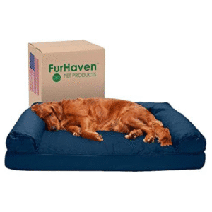 Furhaven Orthopedic Quilted Sofa Dog Bed – Jumbo/XL, Navy Blue, Removable Bolsters & Washable Cover