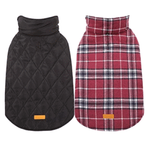 Kuoser Reversible Dog Jacket – Waterproof British Plaid Winter Coat (3XL, Beige)