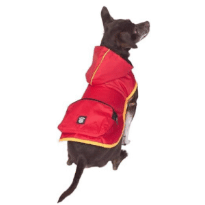 PetRageous Banff Packable Dog Rain Jacket – Waterproof with Reflective Trim (XS, Red)