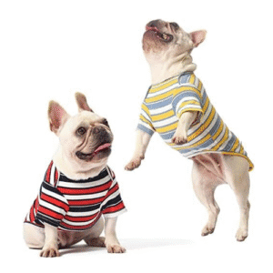 Soft Breathable Dog Shirt – Knuffelen 2-Pack Cotton Striped T-Shirts for Small Dogs & Cats