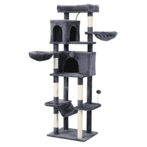 Letkind 70-Inch Cat Tree Tower with Hammock, Condo & Multi-Level Activity Center – Dark Gray, LCT016