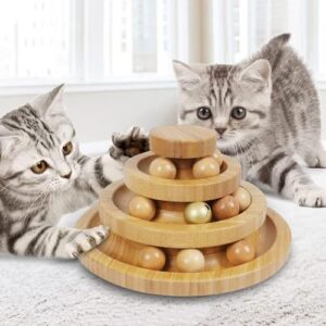 DoogCat 3-Level Cat Ball Track Toy – Interactive Tower with 9 Removable Balls for Kitten Exercise & Play