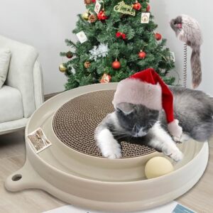 AUOON Cat Scratcher Toy – Milk Shake Scratch Pad with Ball Track & Plush Mouse for Indoor Cats