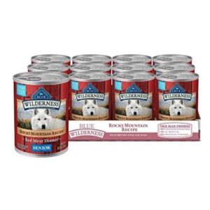 Blue Buffalo Rocky Mountain Senior Wet Dog Food – Red Meat, Grain-Free, 12.5 oz (Pack of 12)