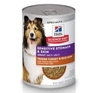 Hill's Science Diet Sensitive Stomach & Skin Wet Dog Food – Turkey & Rice Stew (12.5 oz, 12-Pack)