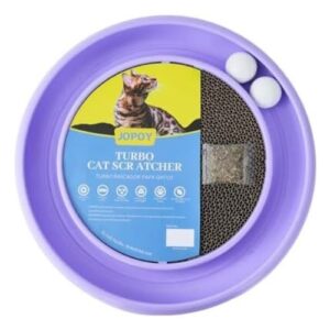 JOPOY 2-in-1 Interactive Cat Scratcher with Rotating Balls – Eco-Friendly Sisal (Purple)