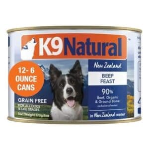 K9 Natural Beef Feast Wet Dog Food Pâté – Grain-Free, 6 oz Cans (Pack of 12)