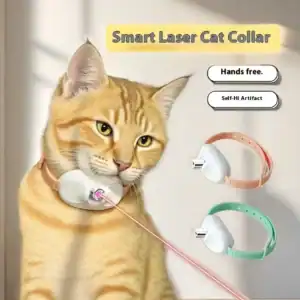 Intelligent LED laser cat collar USB rechargeable infrared interactive toy, indoor cat safe self play, durable kitten sports toy