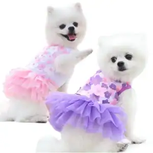 Floral Pullover Dog Dress – Breathable Polyester for Small Breeds