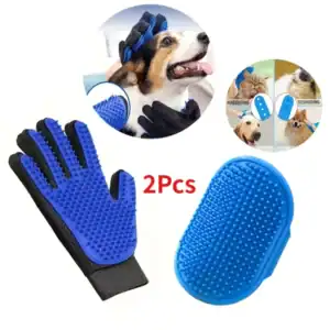 2pc Pet Hair Remover Gloves – Rubber Comb for Dogs & Cats, Grooming & Bathing Tool