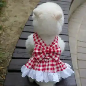 Plaid Summer Pet Dress – Soft, Breathable Skirt for Small Dogs & Cats
