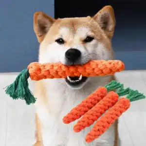 Carrot Dog Bite Rope – Durable Cotton Chew Toy for Puppies & Small Dogs
